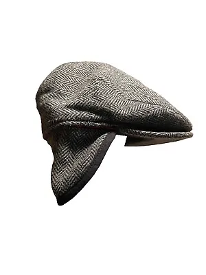 Woolrich Wool Newsboy Style Flat Cap Gray Herringbone Wool Blend Size M • $29