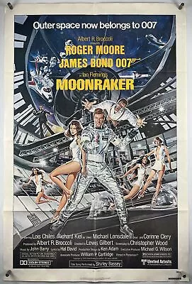 MOONRAKER Movie Poster (VeryFine-) One Sheet 1979 James Bond Sci-Fi 22559 • $150