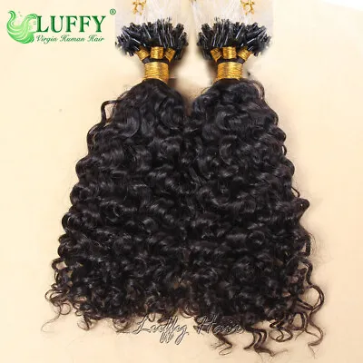 Jerry Curly Micro Loop Ring Human Hair Extension Micro Beads Curly Hair 100pcs • $85.18