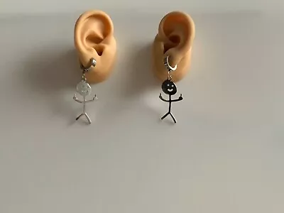 Middle Finger Stick Man Woman Person Earrings Jewelry Hoops Pierced Or Clip On  • $13.67