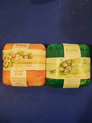 2 Vintage PUHLS German Soap Bars: Lily Of The Valley & Apple Blossom  • £11.58