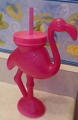 $9.99 • Buy Pink FLAMINGO Straw Lid Florida Goblet Plastic Glass Pool Friendly Luau Party