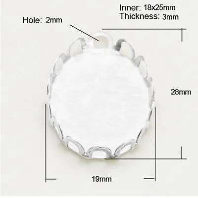 £2.29 • Buy Oval Silver Colour Cameo Pendant Setting Tray 25x18mm With Glass Option C36