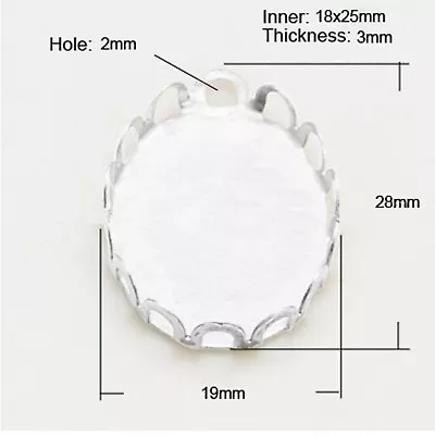 Oval Silver Colour Cameo Pendant Setting Tray 25x18mm With Glass Option C36 • £2.99