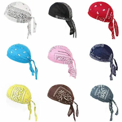 Cotton Biker Skull Cap Motorcycle Bandana Head Wrap Du Doo Do Rag Black Hat Lot • $2.59