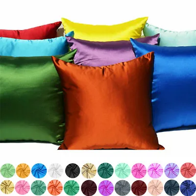 Cushion Cover Pillow Case Throw 18x18 Soft Decorative Solid Satin Pillow Shams • $24.99