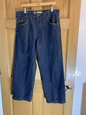 VTG Y2K Hip Hop Mecca Jeans Men 36X29 Baggy Skater Raver Wide Leg 10 Leg Opening • $34.50