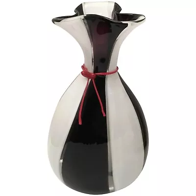 16½”  Lico Zanetti ART GLASS Vase Purple White Clear W RED TIE • $521.25