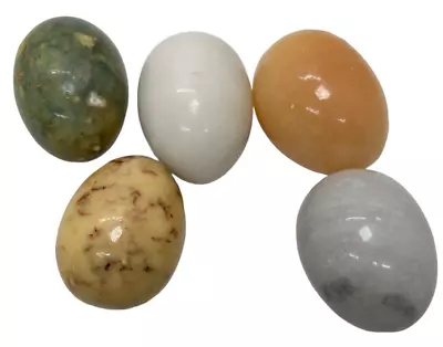 5 VTG Marble Alabaster Granite Stone Eggs Multicolored Easter 2” • $19.99