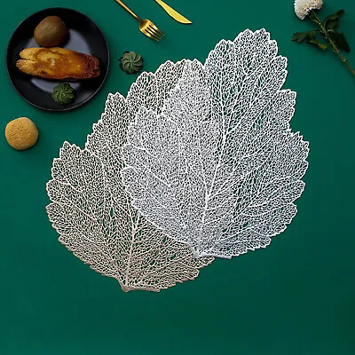 $24.74 • Buy Set Of 4 PVC Leaf Placemats Dining Table Mat Heat Resistant Pad Washable Kitchen