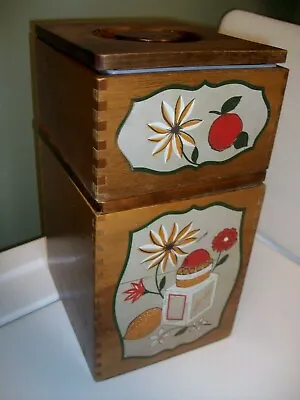 Set Mid Century Continental Gourmet Woodpecker Painted Wooden Kitchen Canisters • $20