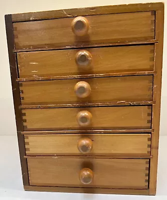Small Wooden Wirt ResistorsDovetail Box 6 Drawers Divided Slots Vintage AL-5 • $85