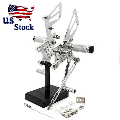 For Suzuki GSXR750 GSXR600 2001-2005 CNC Silver Rearsets Footpegs Adjustable US • $93.59