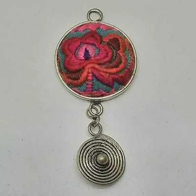 Tribal Chinese Minority Silk Hand Embroidered Pendant Miao Silver Hmong Ethnic • $12.99