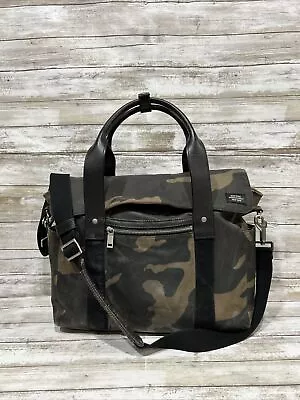 Jack Spade Men Camo Field Waxwear Survey Laptop Padded Briefcase Messenger Bag • $123.28