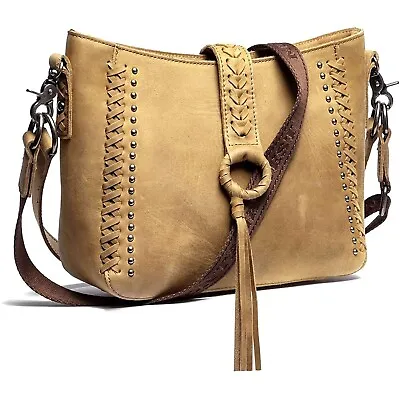 New Montana West Genuine Leather Collection Tan Color Concealed Carry Hobo Bag • $53.99