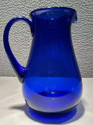 MURANO Cobalt Blue Air Bubble Glass Pitcher Italy Vintage  • $22.99