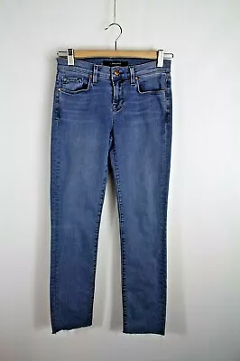 J Brand Jeans Womens 24 Rail Skinny Blue Denim Pico Raw Hem • $14.99