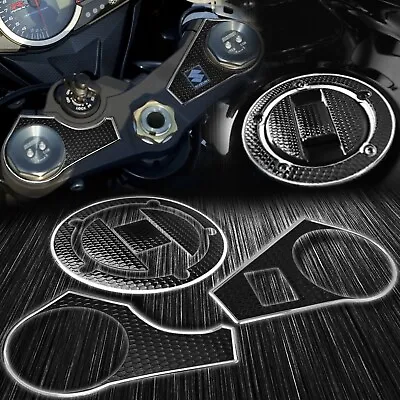 Chrome Handle Yoke Cover+Fuel Cap Sticker Pad 09-16 Suzuki GSX-R1000 GSXR 1000 • $34.88