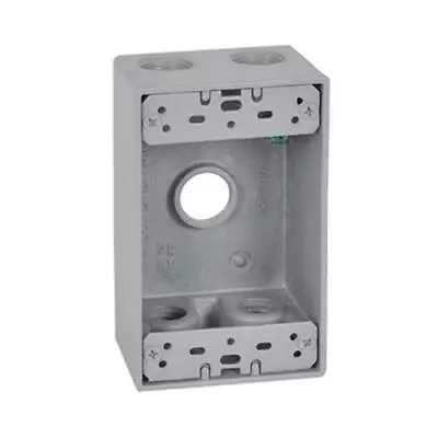 Gray Weatherproof 1-Gang Rectangular Outlet Box Five 1/2-In. Holes • $9.99