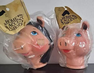 Crafting Pig Doll Heads Boy & Girl Blue Eyes Doll Making Vintage. New Sealed • $16