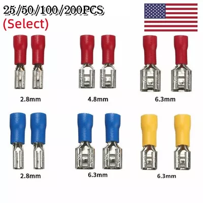 2.8 4.8 6.3mm Pre-Insulated Female Male Spade Terminals Wire Crimp Connectors • $6.99