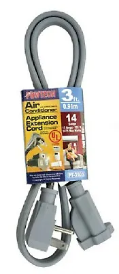 3ft Heavy Duty Appliance AC Power Electric Extension Cord 14 Gauge 15A UL Gray • $14.89