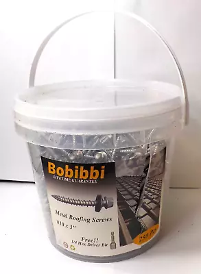 250 Pcs Bobibbi Metal Roofing Screws #10 X 3  1/4 Hex Driver Bit  Cracked Bucket • $29.99