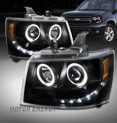 Fits 07-14 Chevrolet Suburban Tahoe Avalanche LED Halo Projector Headlight Black • $174.95