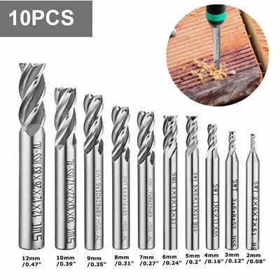 £10.69 • Buy 10Pcs 4 Slot Flute End Mill Cutter Drill Bit CNC Milling Tool HSS Straight Shank