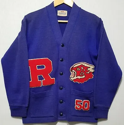 Vtg 40's 50's CAMPUS Distressed Cardigan Letter Sweater XS - S Varsity Letterman • $49.99