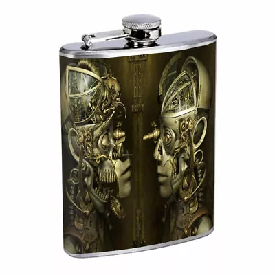 Steampunk Em1 Flask 8oz Stainless Steel Hip Drinking Whiskey • $14.95