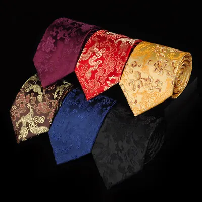 NEW Mens Dragon Pattern Neck Ties Satin Necktie Cravat Party Chinese Retro.* • $15.79