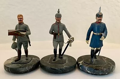 3 Vintage German Infantry Officer WW1 Painted Tin Toy Soldier - Marble Base 1/32 • $89.95