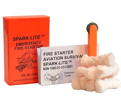 Spark Lite Fire Starter Orange And 8 Tinder Quik Tabs For Military Survival Kit • $10.99