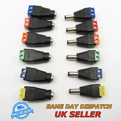 12V DC Power Socket & Plug 2.1mm X 5.5mm Screw Terminal Adapter CCTV Volt • £3.11