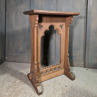 Antique Limed Oak Gothic Church Credence Table • £390