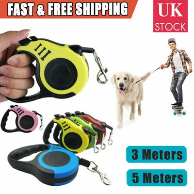 £3.59 • Buy Durable Dog Pet Leash Retractable Lead Extending Puppy Walking Running Leads UK