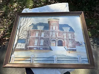 1984 Framed Watercolor Painting Weir Grammar School Taunton MA William Mazzoleni • $65