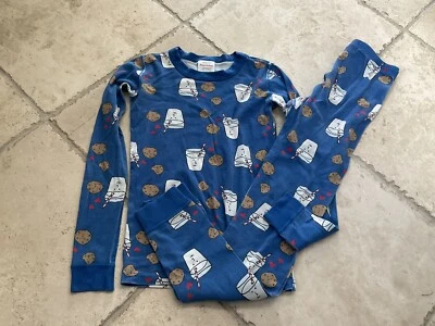 $18 • Buy HANNA ANDERSSON Blue Cookies & Milk Organic Long Pajamas Size 150 (12)