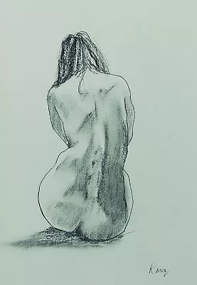 FEMALE NUDE  21x29 CM CHARCOAL AND INK  ON PAPERORIGINAL  DRAWING.NOT A PRINT • £19