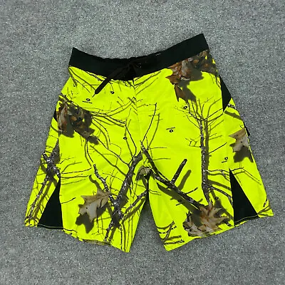 Mossy Oak Swim Trunks Mens Large Bathing Suit Yellow Camo Mesh Lined Drawstring • $7.58