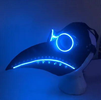$24.99 • Buy Halloween Plague Doctor Dr. Mask Bird Beak Raven Crow Latex Mask LED BLUE