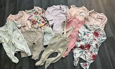 Baby Girl’s 0-3 Months Huge Clothing Bundle Sleepsuits Outfits Hat Pjs Next • £0.99