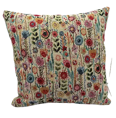 Kew Gardens Cushion Multicoloured 17   Flowers Floral + FREE DOOR STOP • £13.95