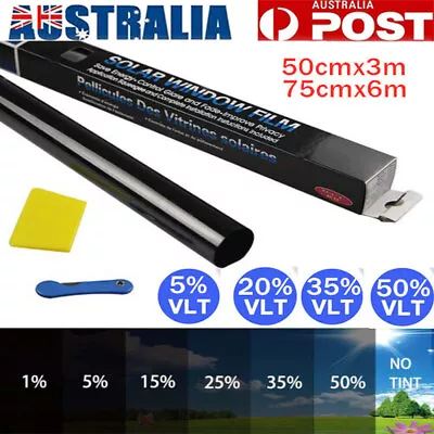 Window Tint Film Black Roll VLT 5% 35% 50% Car Home 50cmX3m/75cmX6m Tinting Tool • $12.62