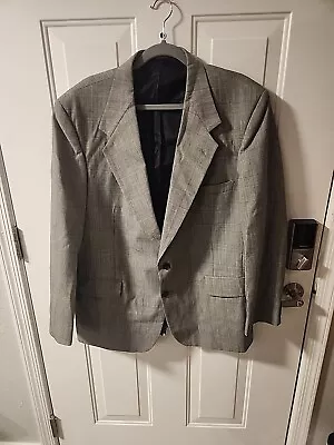 Farah Clothing Co Mens Sz 46R Suit Jacket 2 Button Sports Coat Black White Plaid • $19.99