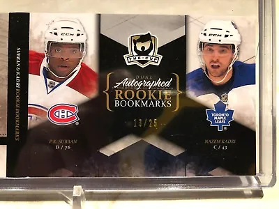 2010-11 The Cup Dual Rookie Autograph Patch P.k. Subban Nazem Kadri Rc Auto /25 • $189.99