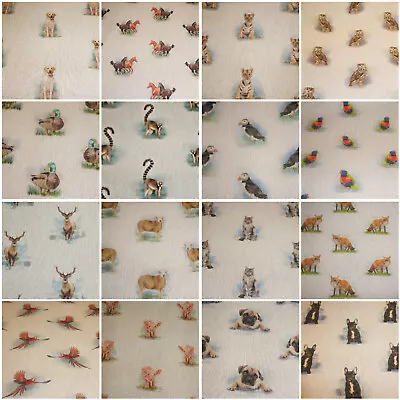 £5.99 • Buy 32 ANIMALS DESIGNS In Linen Look Cotton Rich Fabric For Curtains Cushions Crafts