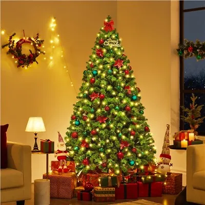 Multi-size Prelit Artificial Christmas Tree Foldable Stand Hinged Holiday Decor • $229.99